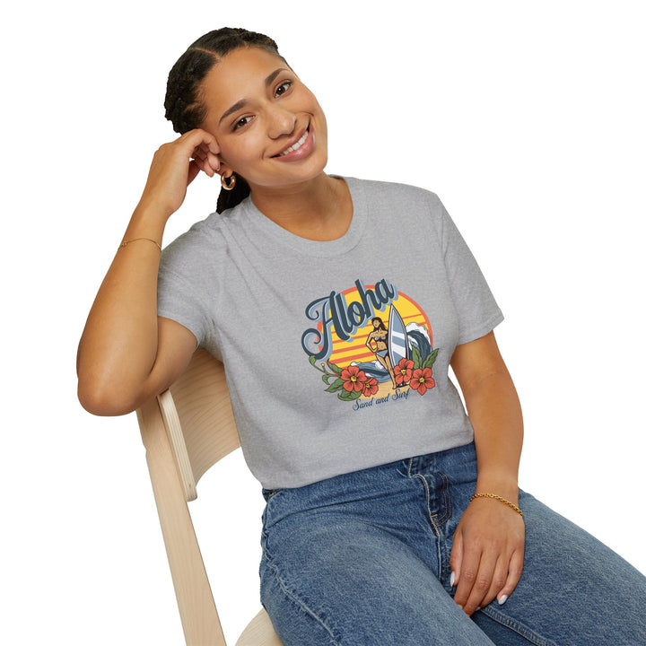 Aloha Surf Vintage Graphic Tee — Hawaiian Sunset Floral T‑Shirt