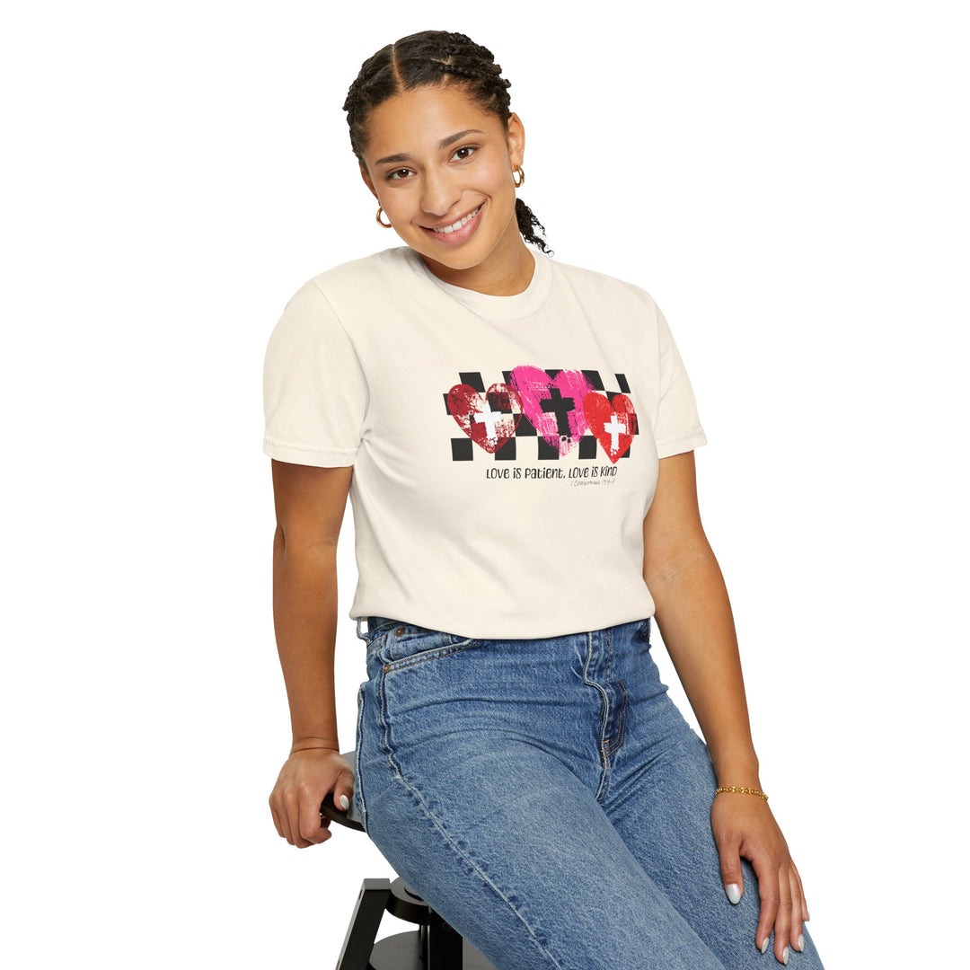 Love Prayer Heart Floral Cross T-Shirt