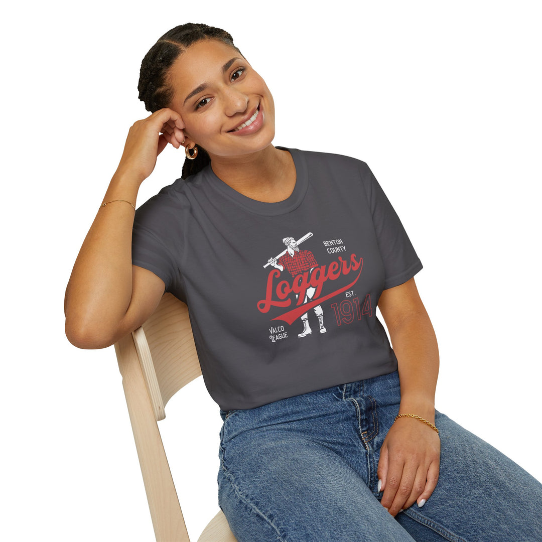 Vintage Logger Unisex Softstyle T-Shirt - Benton County Est. 1914