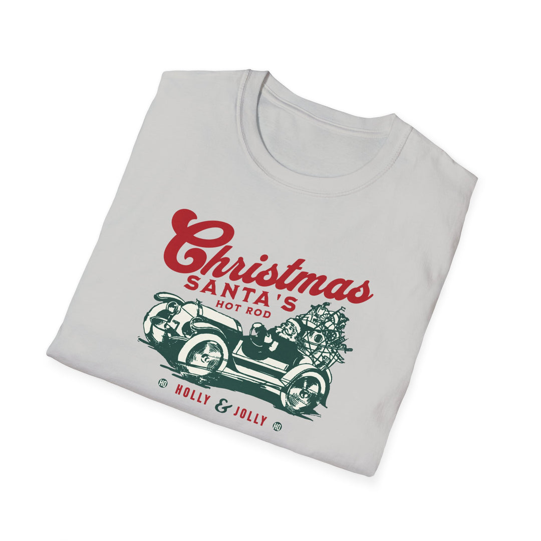 Santa's Hot Rod Unisex Softstyle T-Shirt – Perfect for Hot Rod Enthusiasts