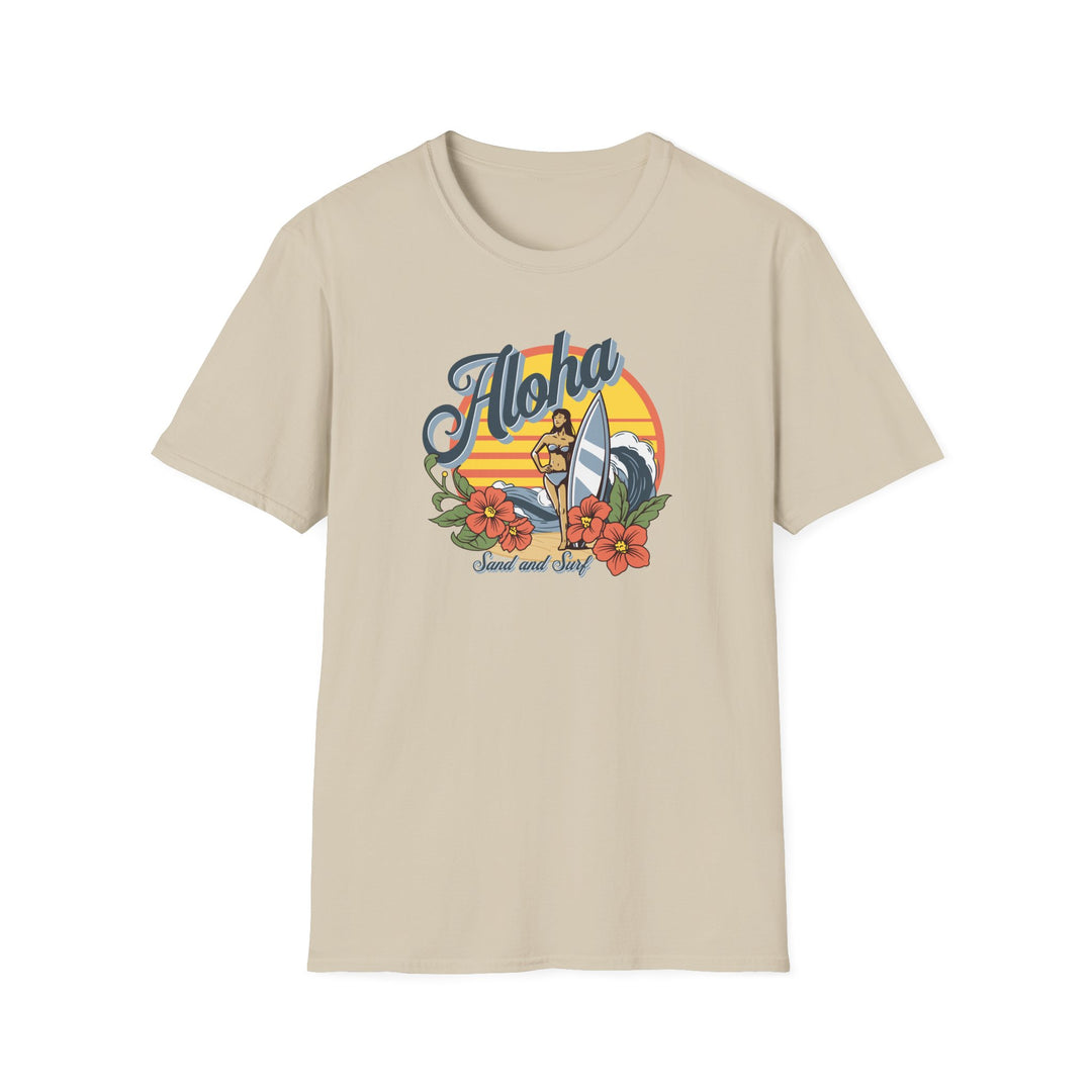 Aloha Surf Vintage Graphic Tee — Hawaiian Sunset Floral T‑Shirt