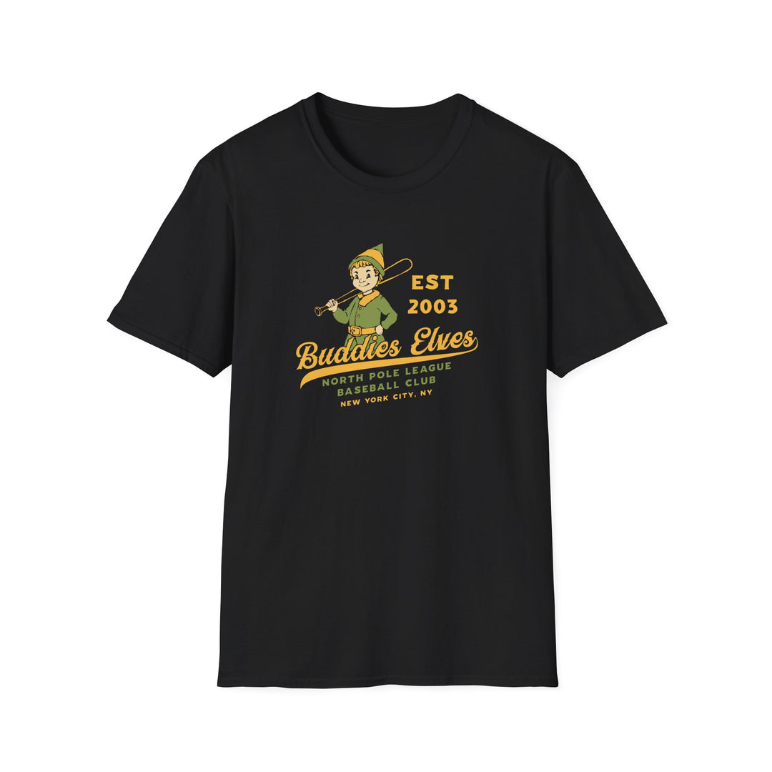 Buddies Elves Baseball T-Shirt – 'Est 2003' North Pole Club Vintage Tee