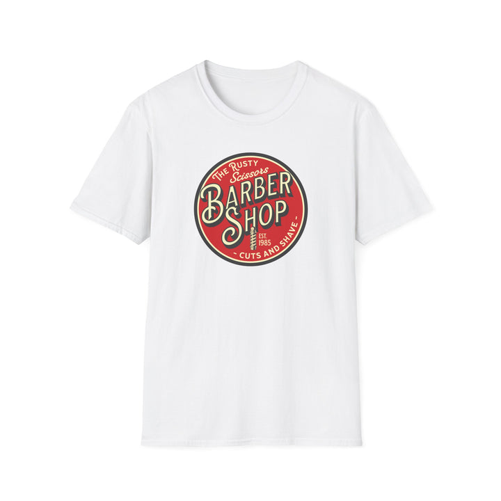 Barber Shop Vintage Logo T-Shirt — The Rusty Scissors Retro Barber Tee