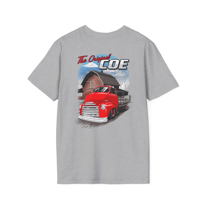 The Original Coe Truck T-Shirt - Retro Red Pickup Barn Graphic Tee