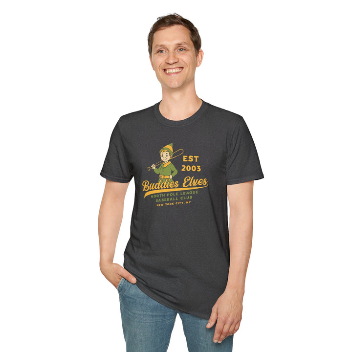 Buddies Elves Baseball T-Shirt – 'Est 2003' North Pole Club Vintage Tee