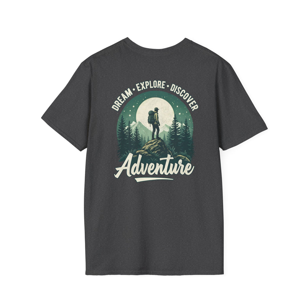 Adventure T-Shirt — 'Dream • Explore • Discover' Hiking Graphic Tee