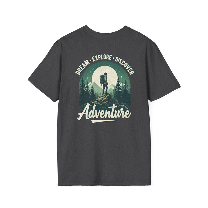 Adventure T-Shirt — 'Dream • Explore • Discover' Hiking Graphic Tee