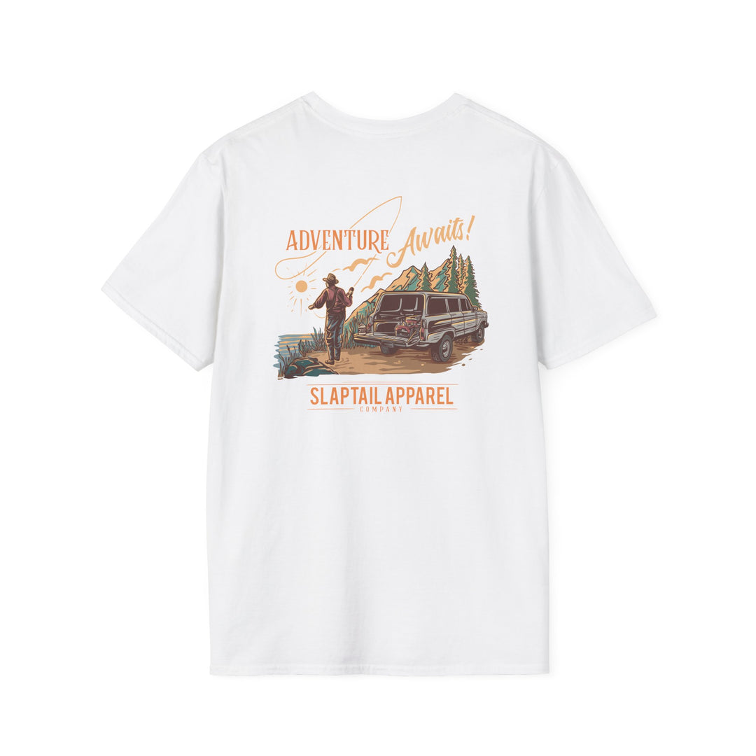 Adventure Awaits Jeep T-Shirt — 'Slaptail Apparel' Outdoor Fishing & Off-Road Graphic Tee