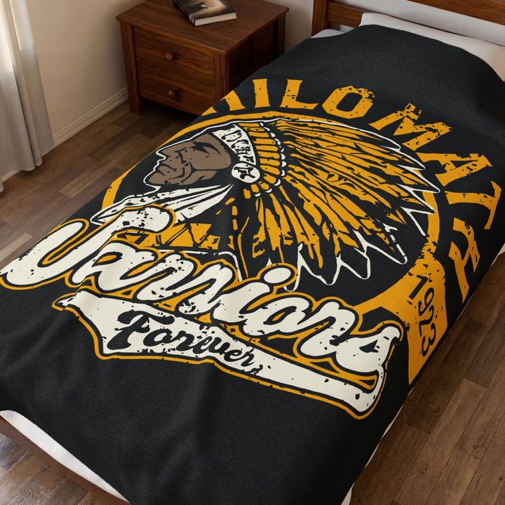 Velveteen Plush Blanket — "Philomath Warriors" Vintage Mascot Throw