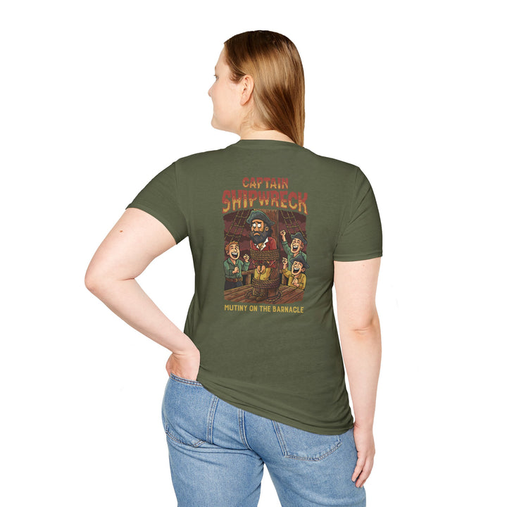 Captain Shipwreck T-Shirt — Pirate Crew Graphic Tee (Mutiny on the Barnacle)