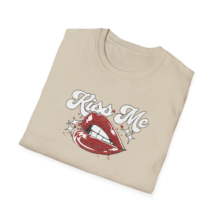 Kiss Me Graphic T-Shirt — Retro Red Lips Design