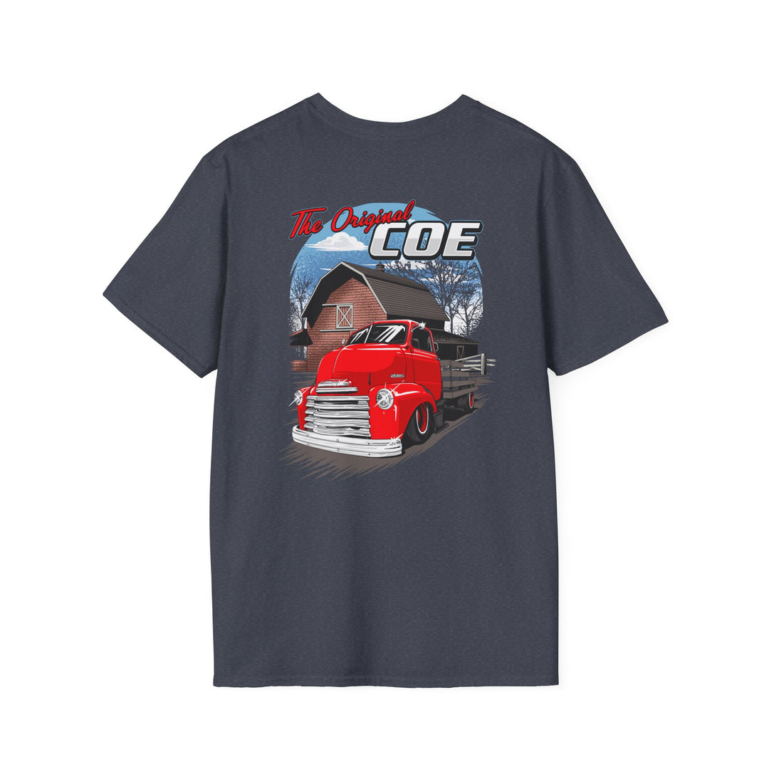 The Original Coe Truck T-Shirt - Retro Red Pickup Barn Graphic Tee
