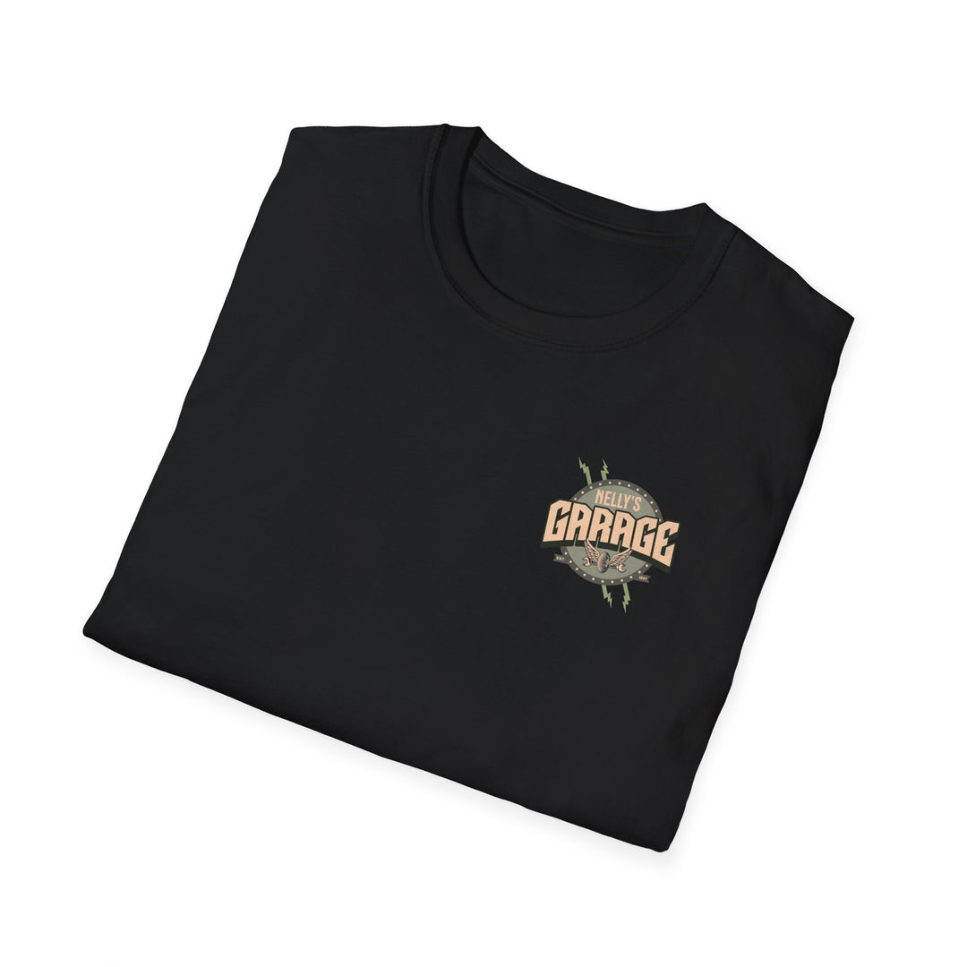 Garage Logo T-Shirt — "Nelly's Garage" Retro Automotive Tee