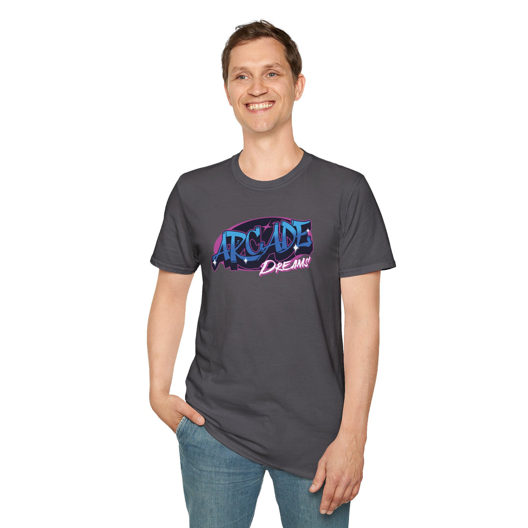 T-Shirt — Retro 'Arcade Dreamer' Neon Video Game Graphic Tee