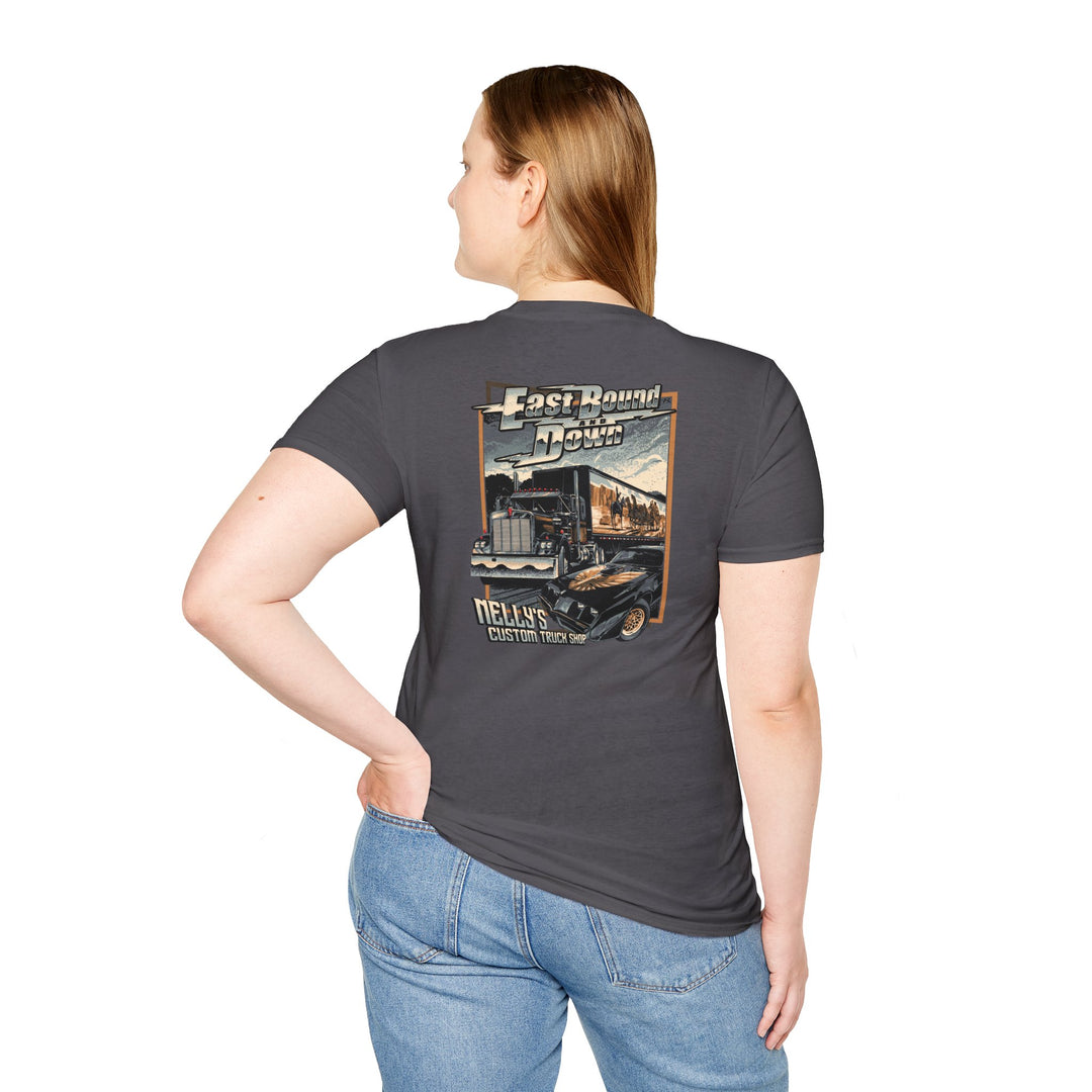 Trucker Graphic T-Shirt - "East Bound and Down" Vintage Semi Truck Design