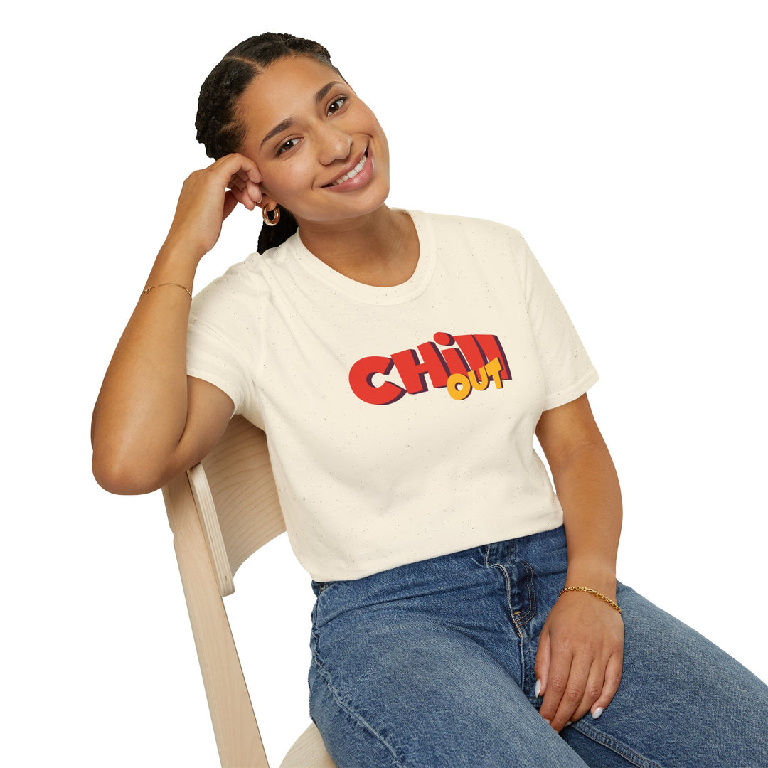 Chill Out T-Shirt — Retro Red & Yellow Graphic Tee