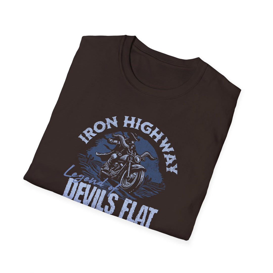 Iron Highway Motorcycle T‑Shirt — "Devils Flat" Vintage Biker Tee