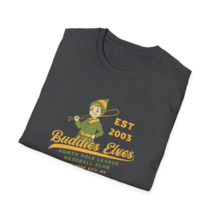 Buddies Elves Baseball T-Shirt – 'Est 2003' North Pole Club Vintage Tee