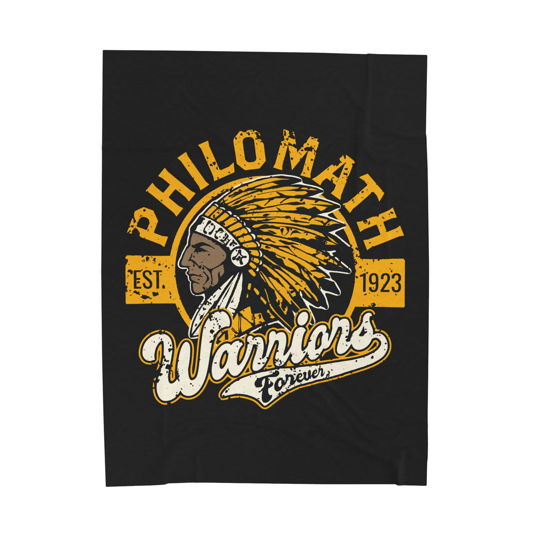 Velveteen Plush Blanket — "Philomath Warriors" Vintage Mascot Throw