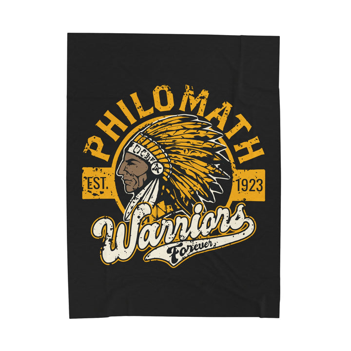 Velveteen Plush Blanket — "Philomath Warriors" Vintage Mascot Throw