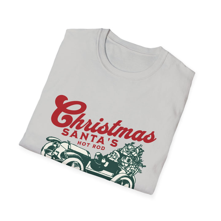 Santa's Hot Rod Unisex Softstyle T-Shirt – Perfect for Hot Rod Enthusiasts