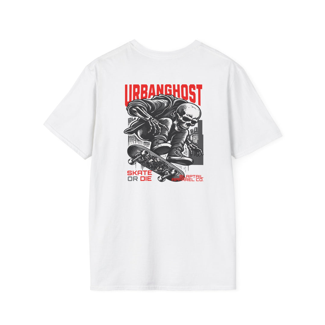 Skateboard T-Shirt — "Skate or Die" Urban Ghost Skull Graphic Tee