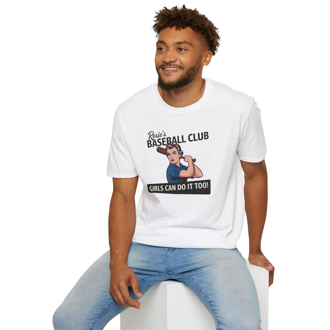 Rosie's Baseball Club Unisex Softstyle T-Shirt - Girls Can Do It Too!