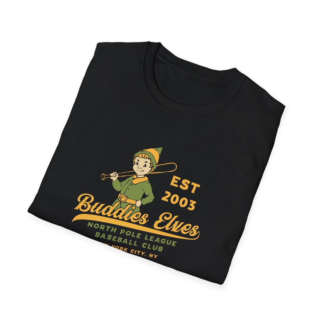 Buddies Elves Baseball T-Shirt – 'Est 2003' North Pole Club Vintage Tee