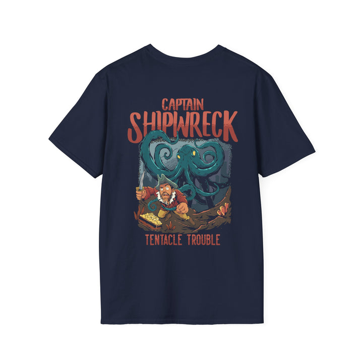Captain Shipwreck Adventure T-Shirt - Tentacle Trouble Design