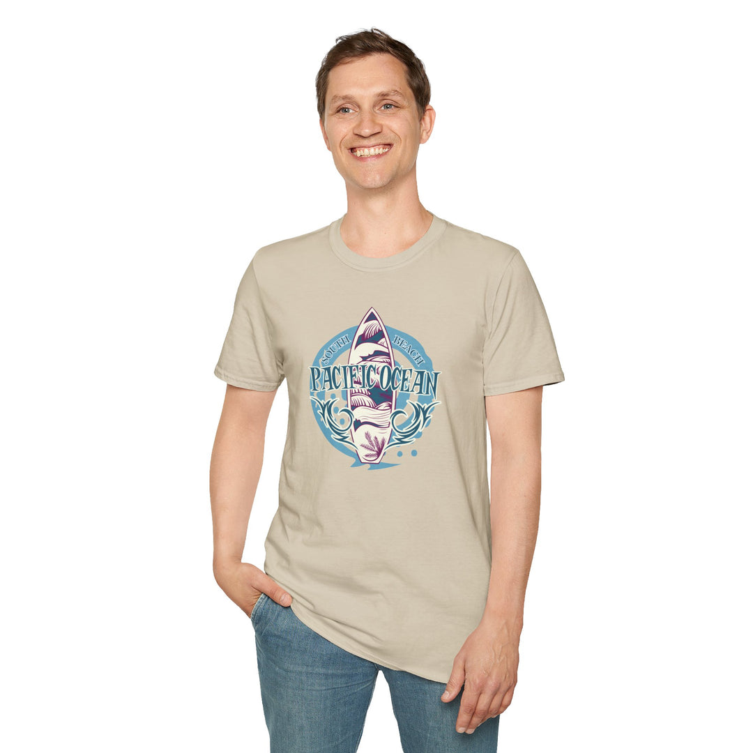 Pacific Ocean Surfboard T-Shirt — Vintage Beach Wave Tee