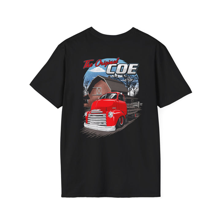 The Original Coe Truck T-Shirt - Retro Red Pickup Barn Graphic Tee