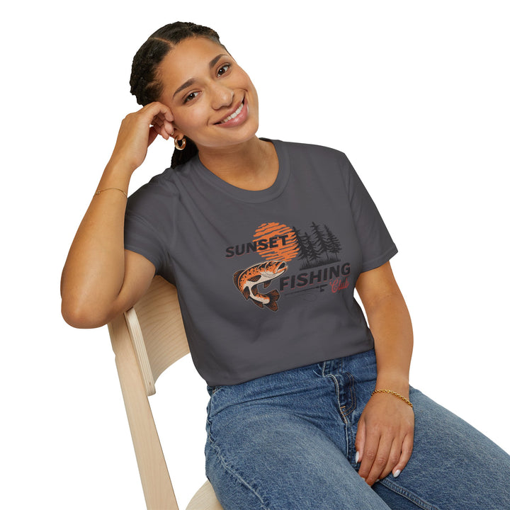 Sunset Fishing Club Tshirt - Retro Fishing Tee