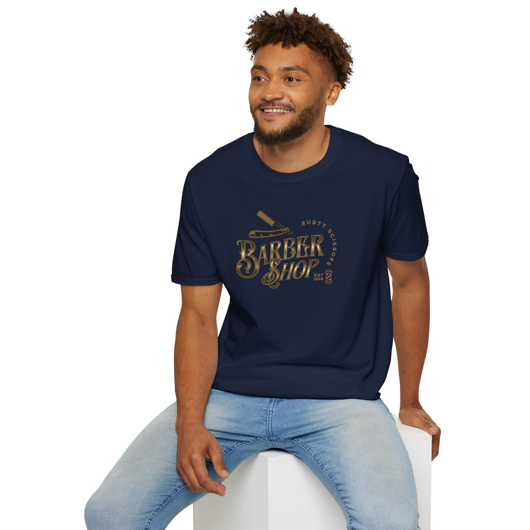 Barber Shop Vintage Razor T-Shirt — Retro Barbering Logo Tee