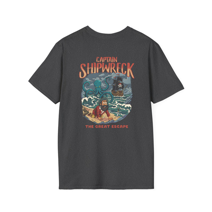 Shipwreck Captain T-Shirt – “Captain Shipwreck: The Great Escape” Graphic Tee