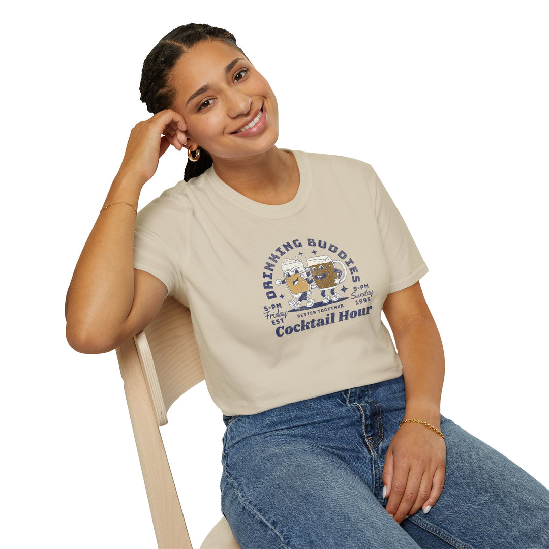Cocktail Hour T‑Shirt — Drinking Buddies Vintage Bar Graphic Tee