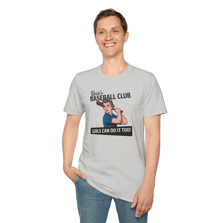 Rosie's Baseball Club Unisex Softstyle T-Shirt - Girls Can Do It Too!
