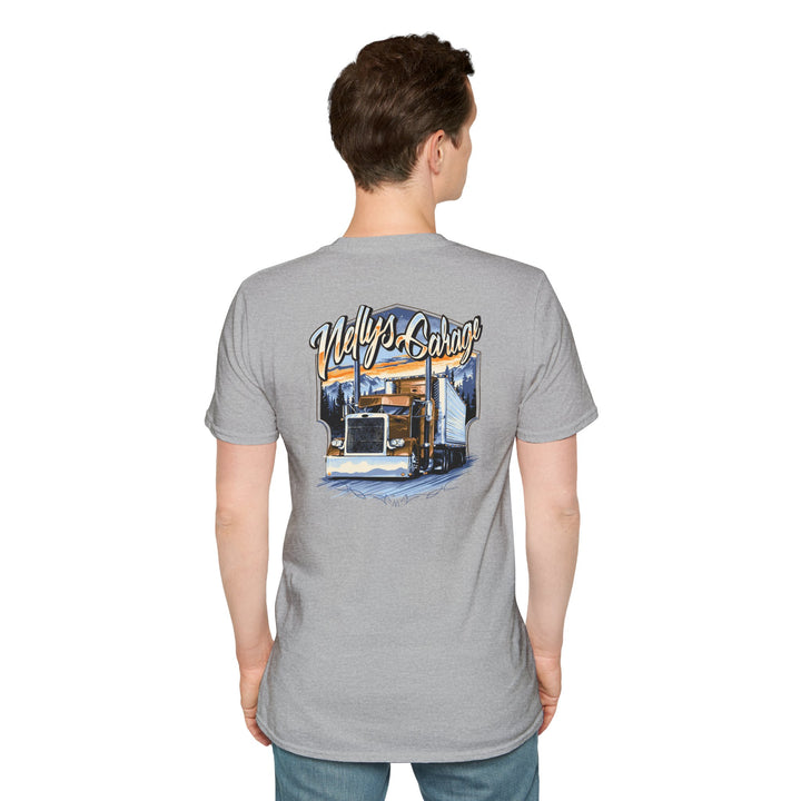 Peterbilt Semi Crewneck T‑Shirt — 'Nellys Garage' Vintage Trucker Design