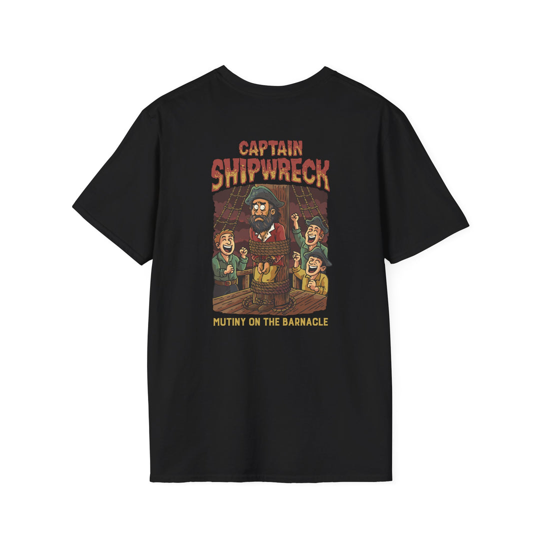 Captain Shipwreck T-Shirt — Pirate Crew Graphic Tee (Mutiny on the Barnacle)