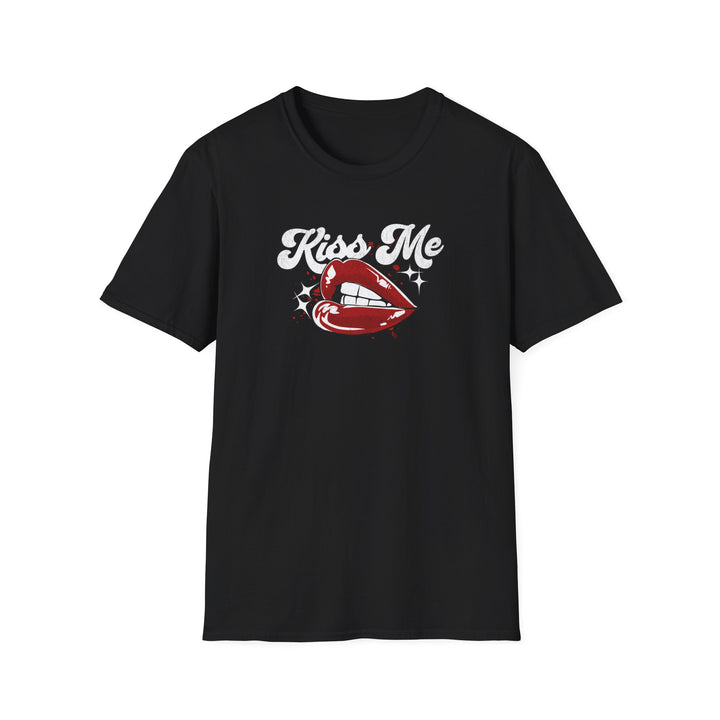 Kiss Me Graphic T-Shirt — Retro Red Lips Design