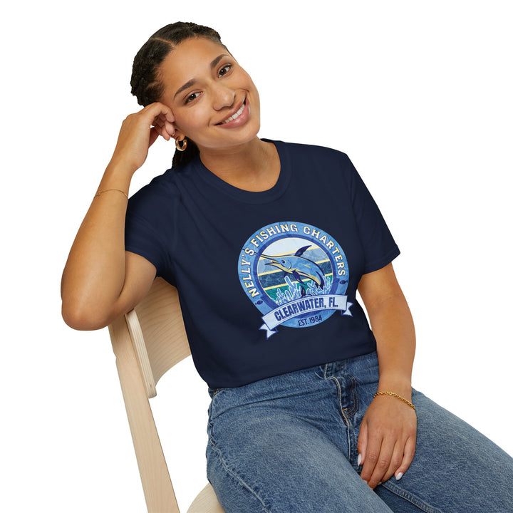 Fishing T-Shirt — “Nelly’s Fishing Charters, Clearwater FL” Marlin Logo Tee