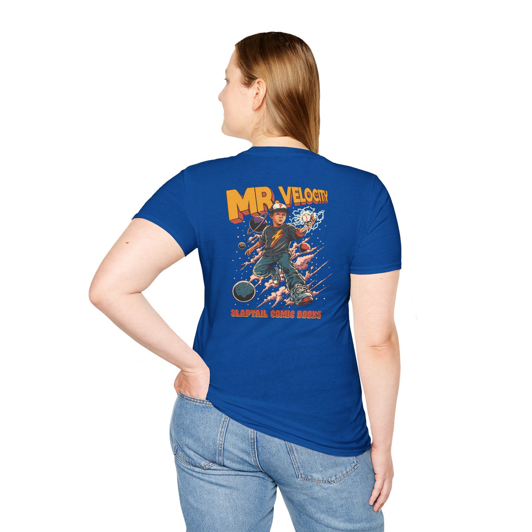 T-Shirt — "MR. VELOCITY" Retro Comic Baseball Graphic Tee