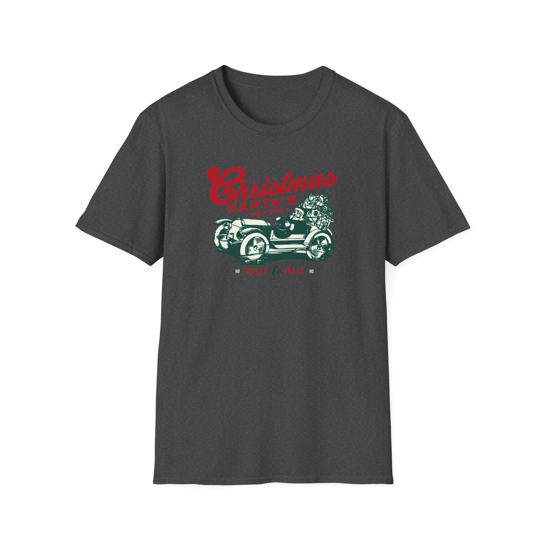 Santa's Hot Rod Unisex Softstyle T-Shirt – Perfect for Hot Rod Enthusiasts