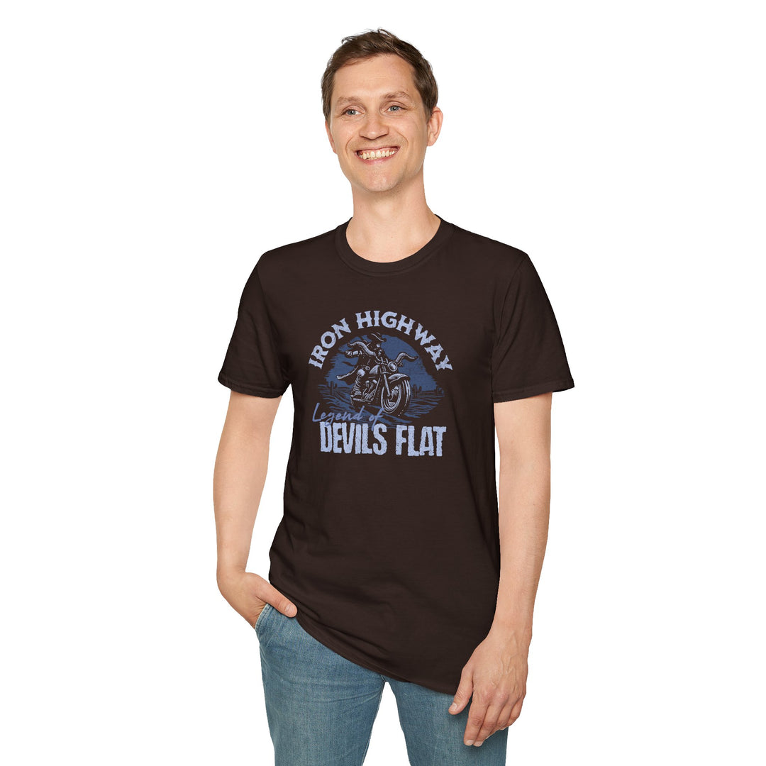 Iron Highway Motorcycle T‑Shirt — "Devils Flat" Vintage Biker Tee