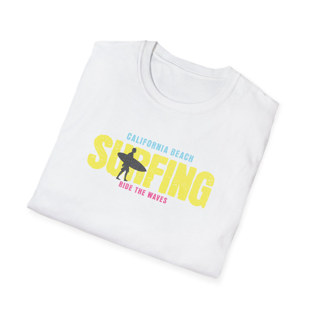 Surfing California Beach T-Shirt – Ride the Waves Graphic Tee