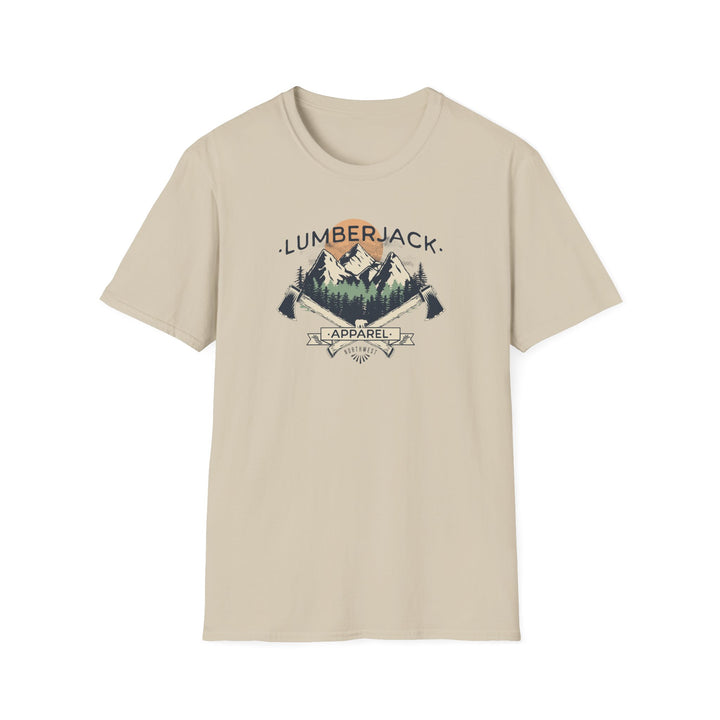 Lumberjack Graphic T-Shirt — Vintage Mountain & Crossed Axes Outdoor Tee