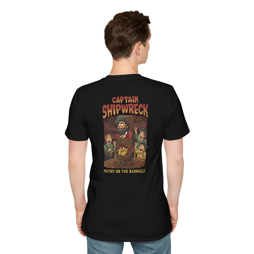 Captain Shipwreck T-Shirt — Pirate Crew Graphic Tee (Mutiny on the Barnacle)