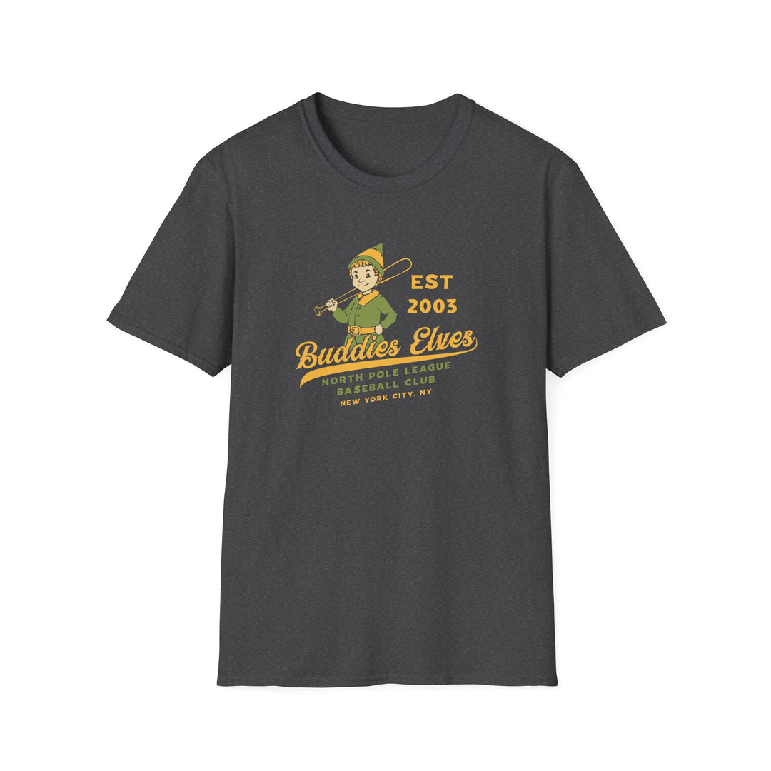 Buddies Elves Baseball T-Shirt – 'Est 2003' North Pole Club Vintage Tee