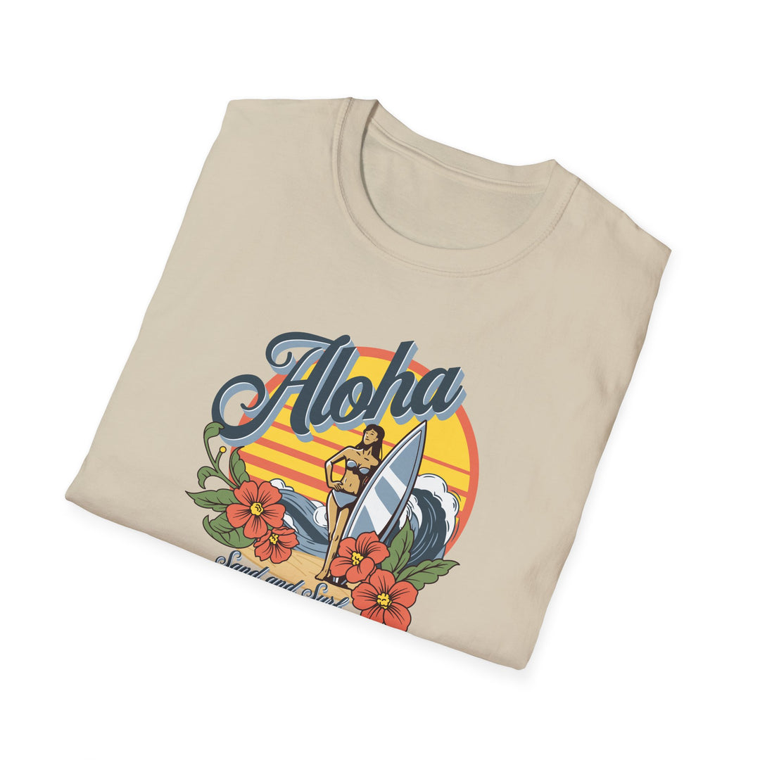 Aloha Surf Vintage Graphic Tee — Hawaiian Sunset Floral T‑Shirt