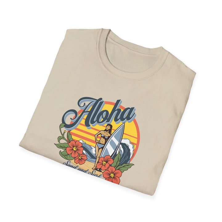 Aloha Surf Vintage Graphic Tee — Hawaiian Sunset Floral T‑Shirt
