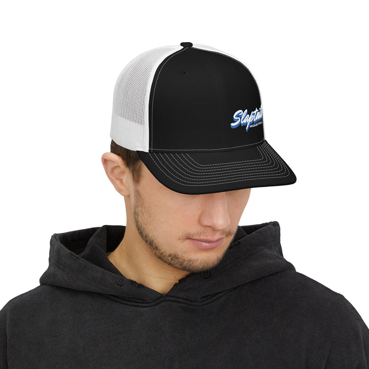 Slytail Industries Trucker Cap - Retro Script Snapback Hat